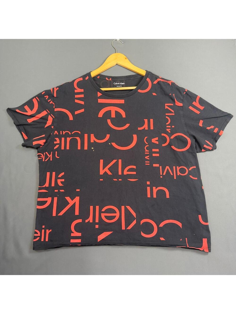 Calvin Klein Short Sleeve Black Red Logo Print T-Shirt Jet Black XL